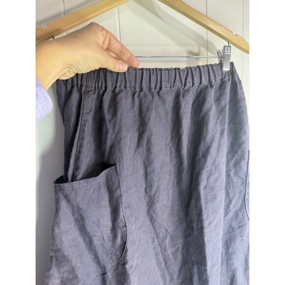 Ivey Abitz Women’s S/M Skirt Dark Gray Linen Midi Length Circle Skirt Pockets - Picture 4 of 9